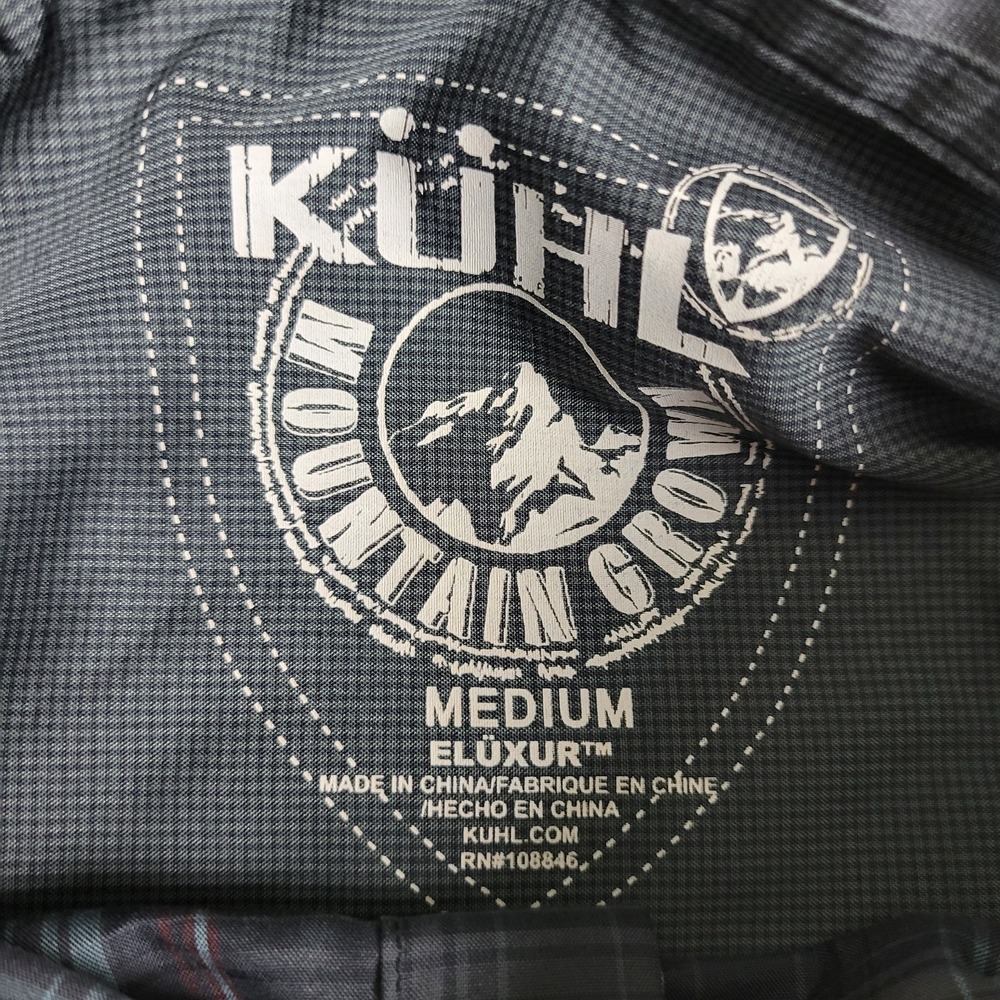 Kuhl Eluxur Mens Medium Black Plaid Button Up Short Sleeve Workshirt - Picture 4 of 6